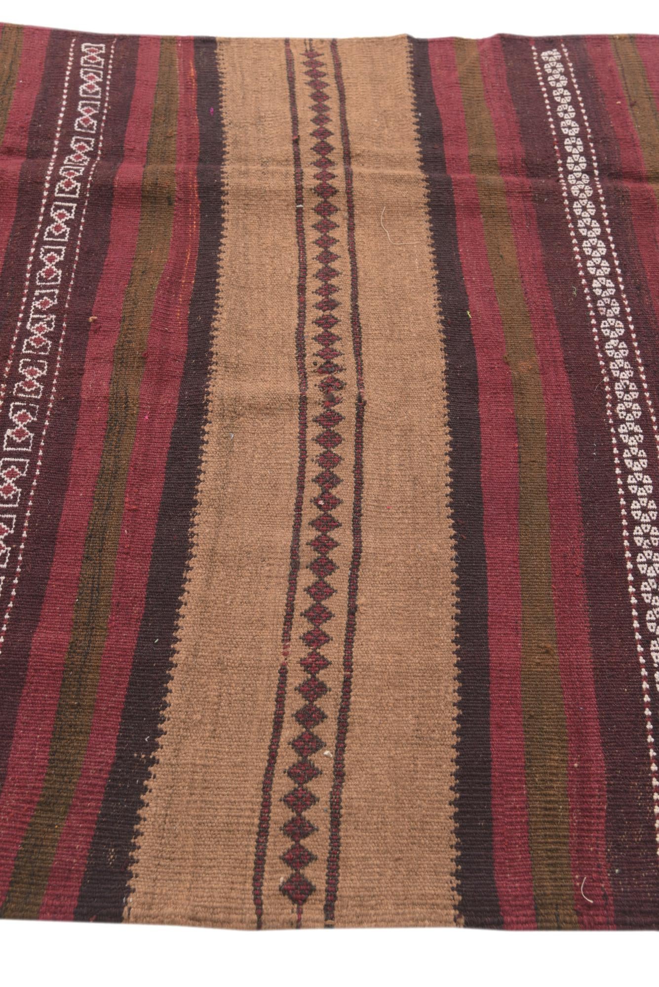 3' 9 x 10' 2 Hand Woven Kilim Fars Wool Runner Rug