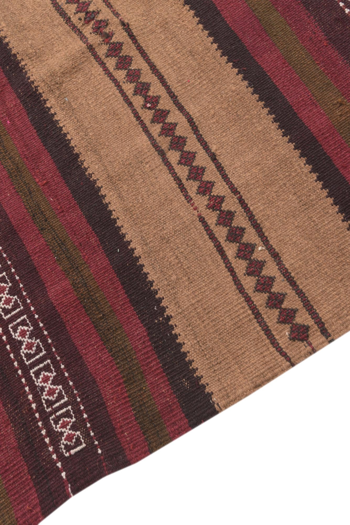 3' 9 x 10' 2 Hand Woven Kilim Fars Wool Runner Rug