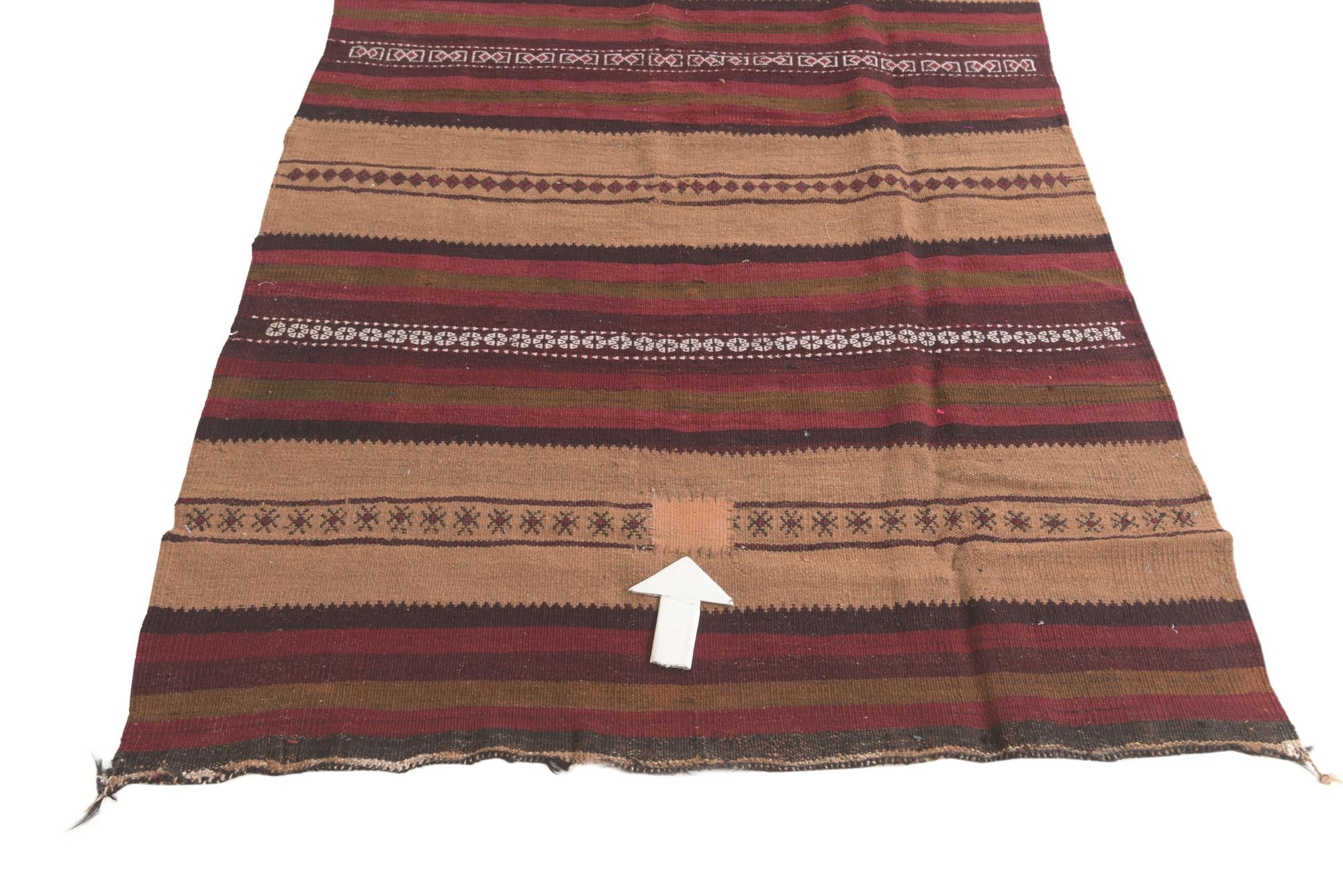 3' 9 x 10' 2 Hand Woven Kilim Fars Wool Runner Rug