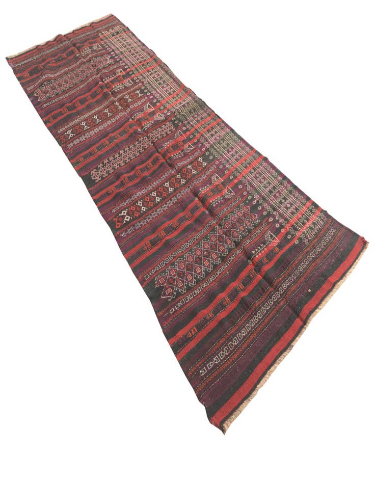 Detail image of 3' 10 x 10' 1  Hand Woven Kilim Fars Wool Runner Rug