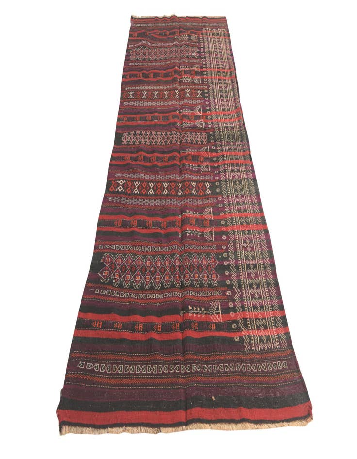 Detail image of 3' 10 x 10' 1  Hand Woven Kilim Fars Wool Runner Rug