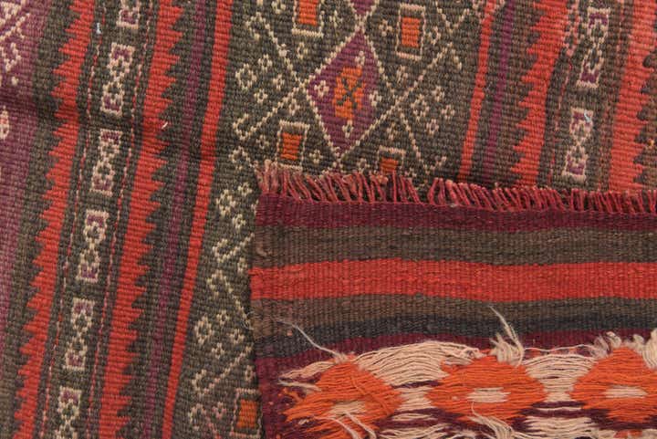 4' 1 x 13' 1 Hand Woven Kilim Fars Wool Runner Rug