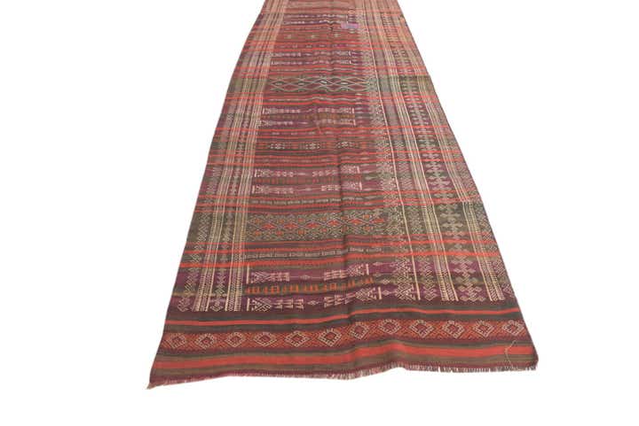 4' 1 x 13' 1 Hand Woven Kilim Fars Wool Runner Rug