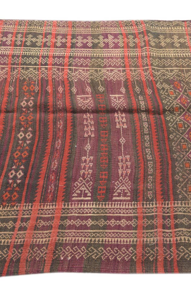 Detail image of 4' 1 x 13' 1 Hand Woven Kilim Fars Wool Runner Rug