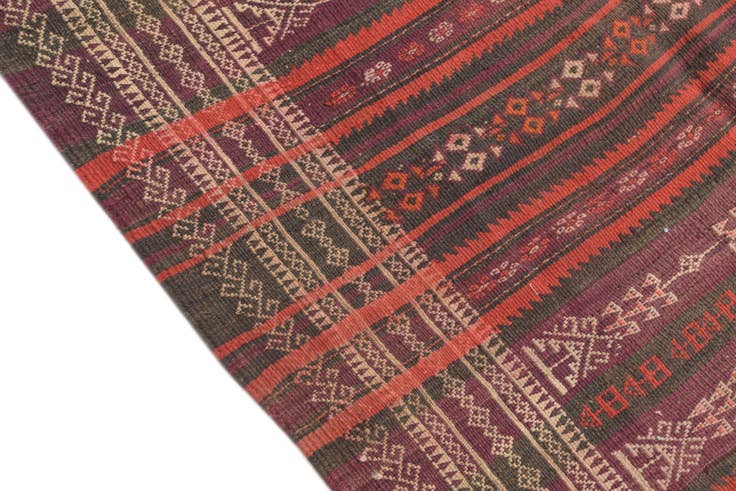 Detail image of 4' 1 x 13' 1 Hand Woven Kilim Fars Wool Runner Rug