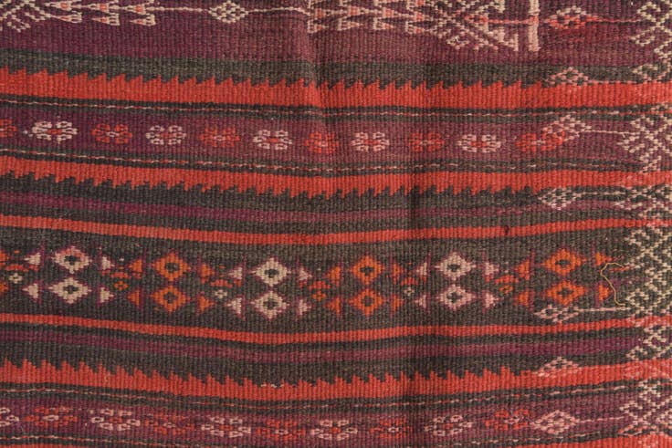 Detail image of 4' 1 x 13' 1 Hand Woven Kilim Fars Wool Runner Rug