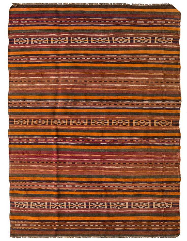 Detail image of 3' 10 x 9' 8 Hand Woven Kilim Fars Wool Runner Rug