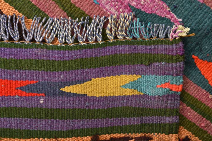 4' 3 x 10' 7 Hand Woven Kilim Fars Wool Runner Rug