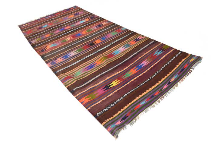 4' 3 x 10' 7 Hand Woven Kilim Fars Wool Runner Rug