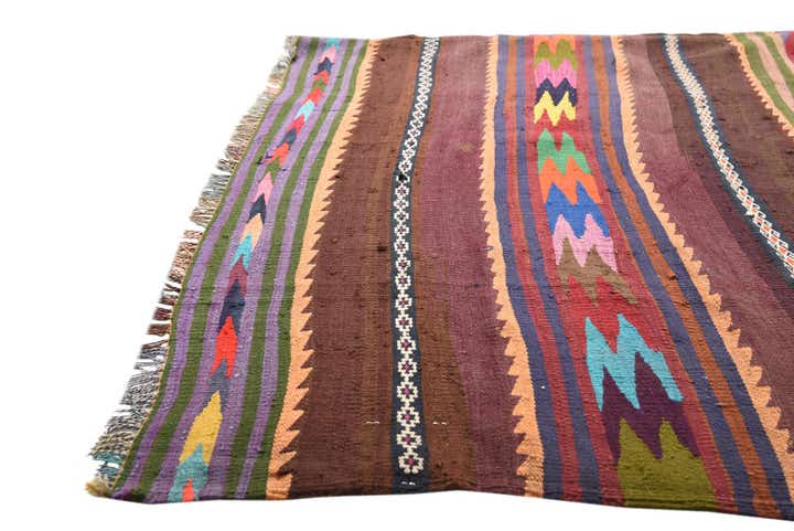 4' 3 x 10' 7 Hand Woven Kilim Fars Wool Runner Rug
