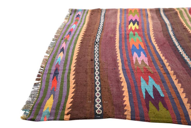 Detail image of 4' 3 x 10' 7 Hand Woven Kilim Fars Wool Runner Rug