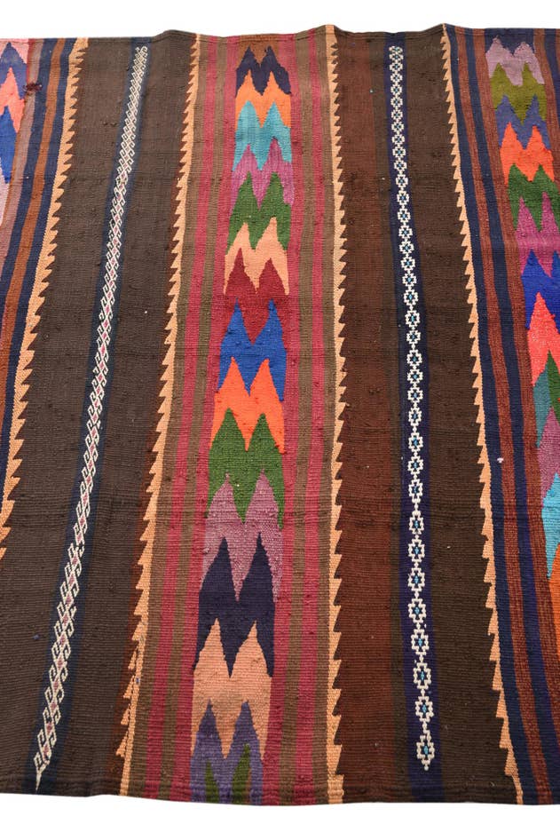 Detail image of 4' 3 x 10' 7 Hand Woven Kilim Fars Wool Runner Rug