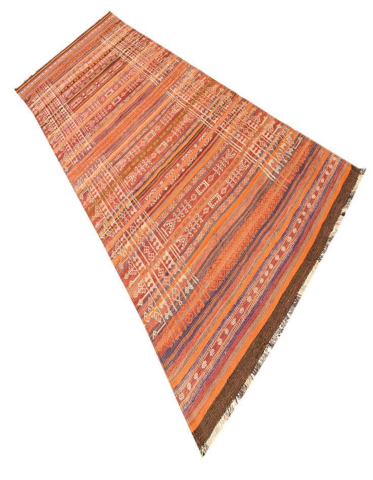 Detail image of 4' 5 x 12' 1  Hand Woven Kilim Fars Wool Runner Rug