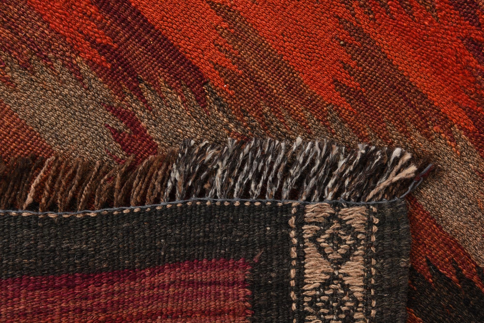 4' 5 x 10' 8 Hand Woven Kilim Fars Wool Runner Rug