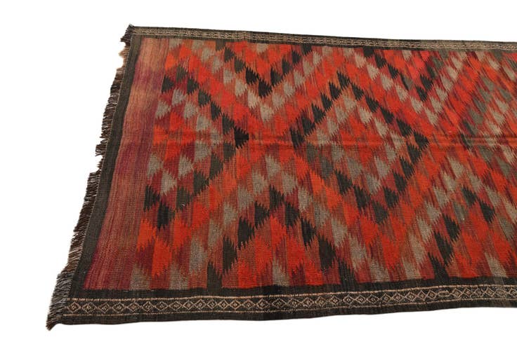 Detail image of 4' 5 x 10' 8 Hand Woven Kilim Fars Wool Runner Rug