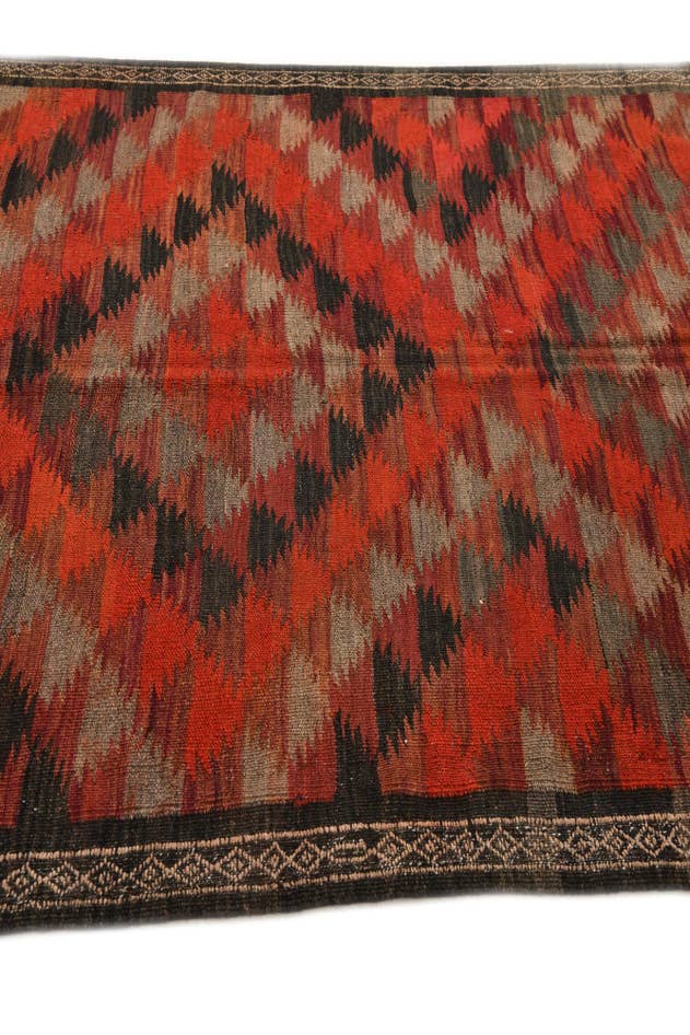 Detail image of 4' 5 x 10' 8 Hand Woven Kilim Fars Wool Runner Rug