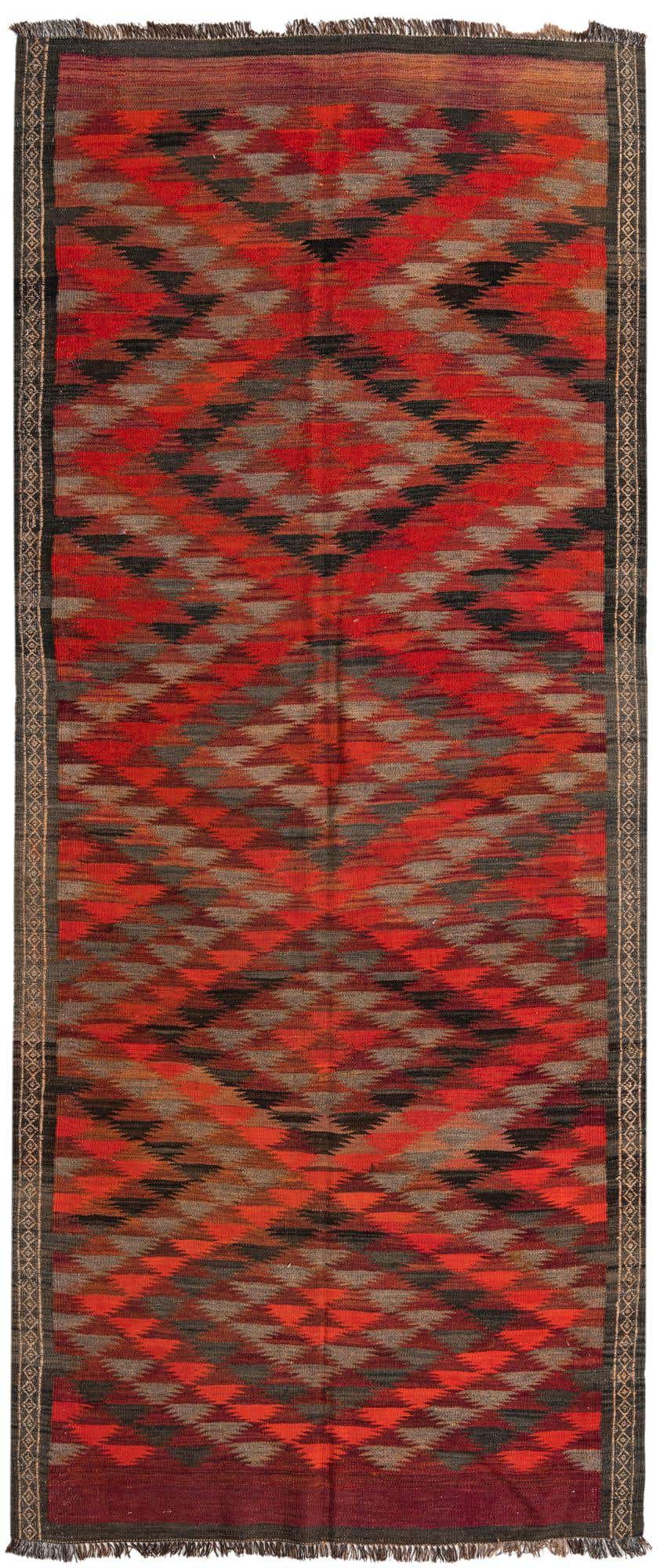 4' 5 x 10' 8 Hand Woven Kilim Fars Wool Runner Rug