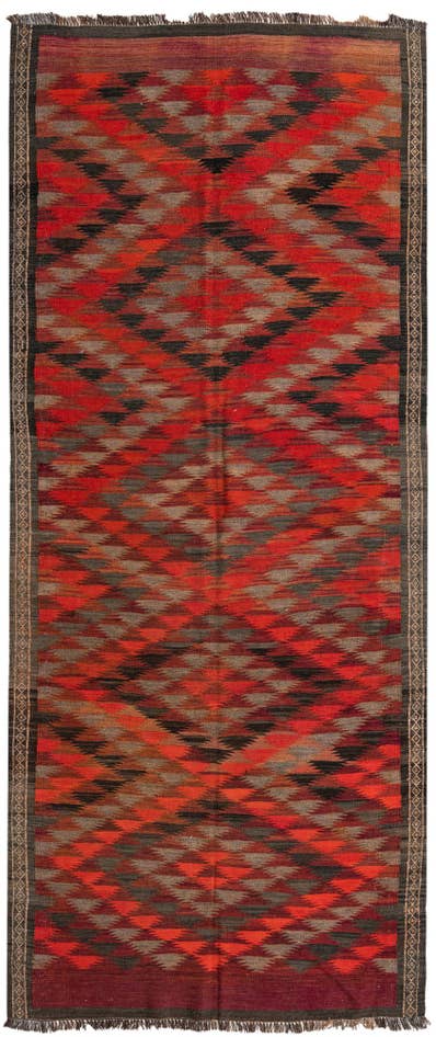 Detail image of 4' 5 x 10' 8 Hand Woven Kilim Fars Wool Runner Rug