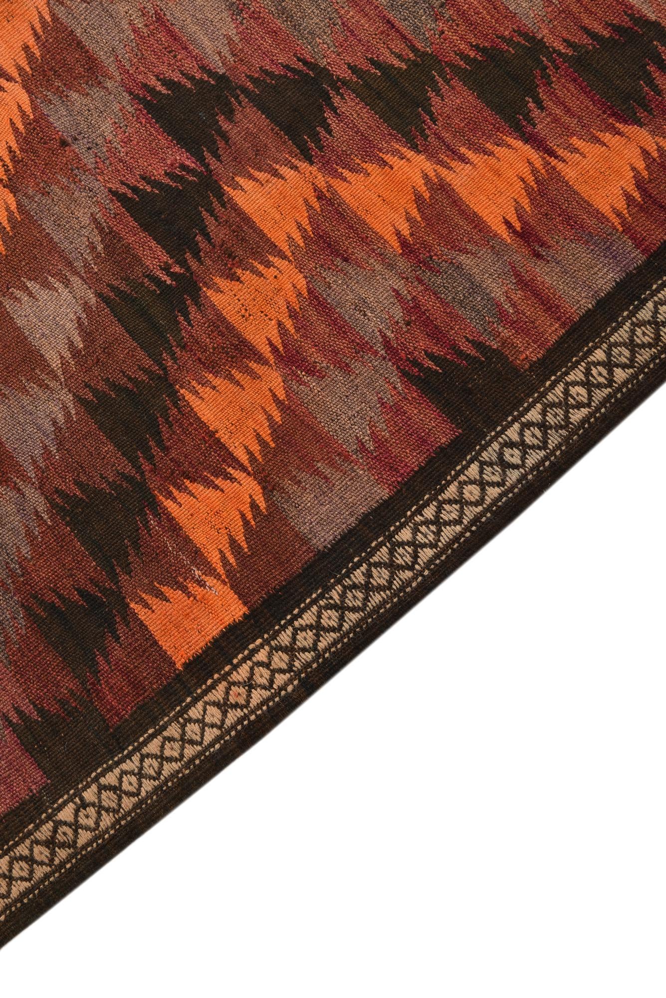 4' 7 x 12' 2 Hand Woven Kilim Fars Wool Runner Rug