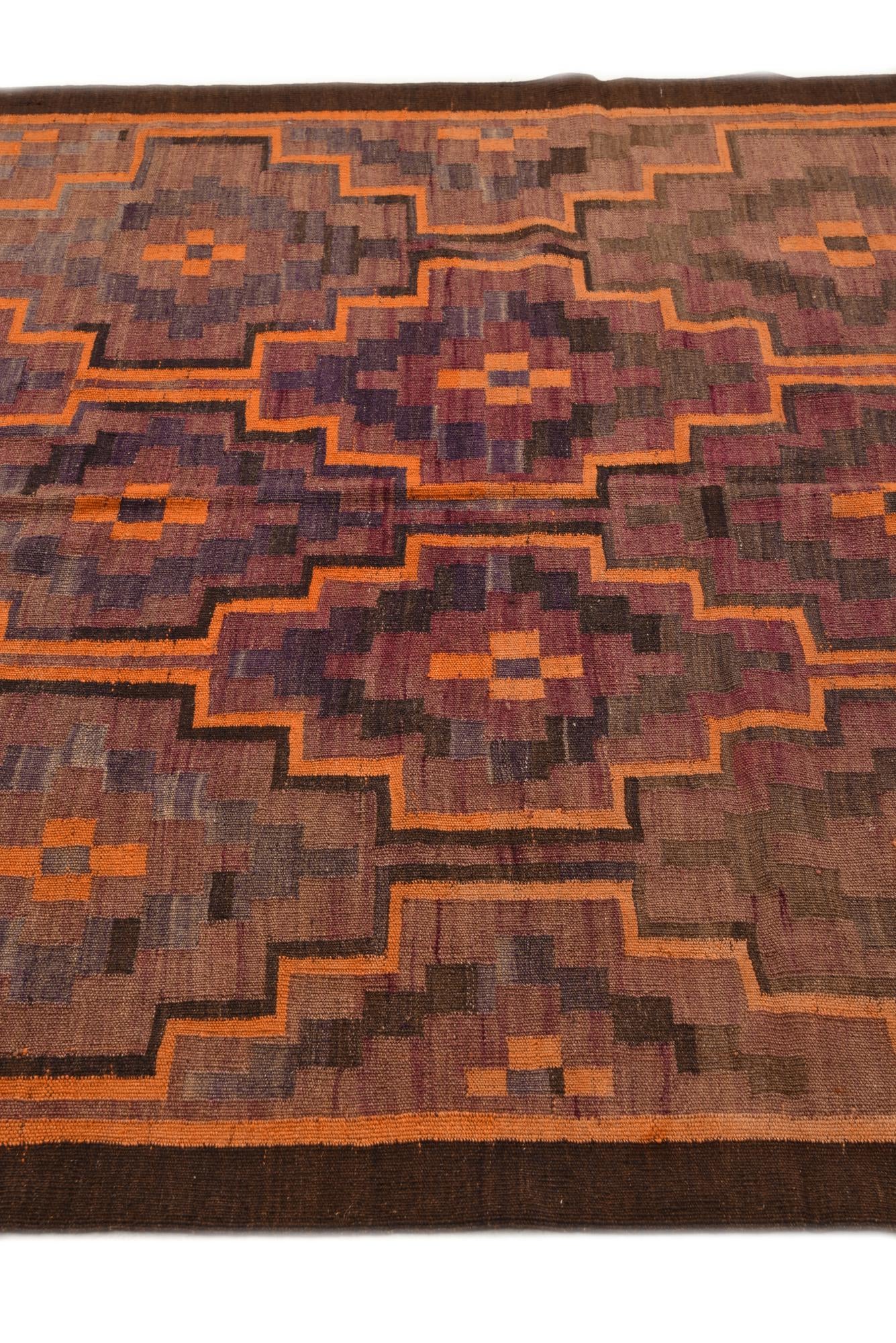 4' 8 x 11' Hand Woven Kilim Fars Wool Runner Rug