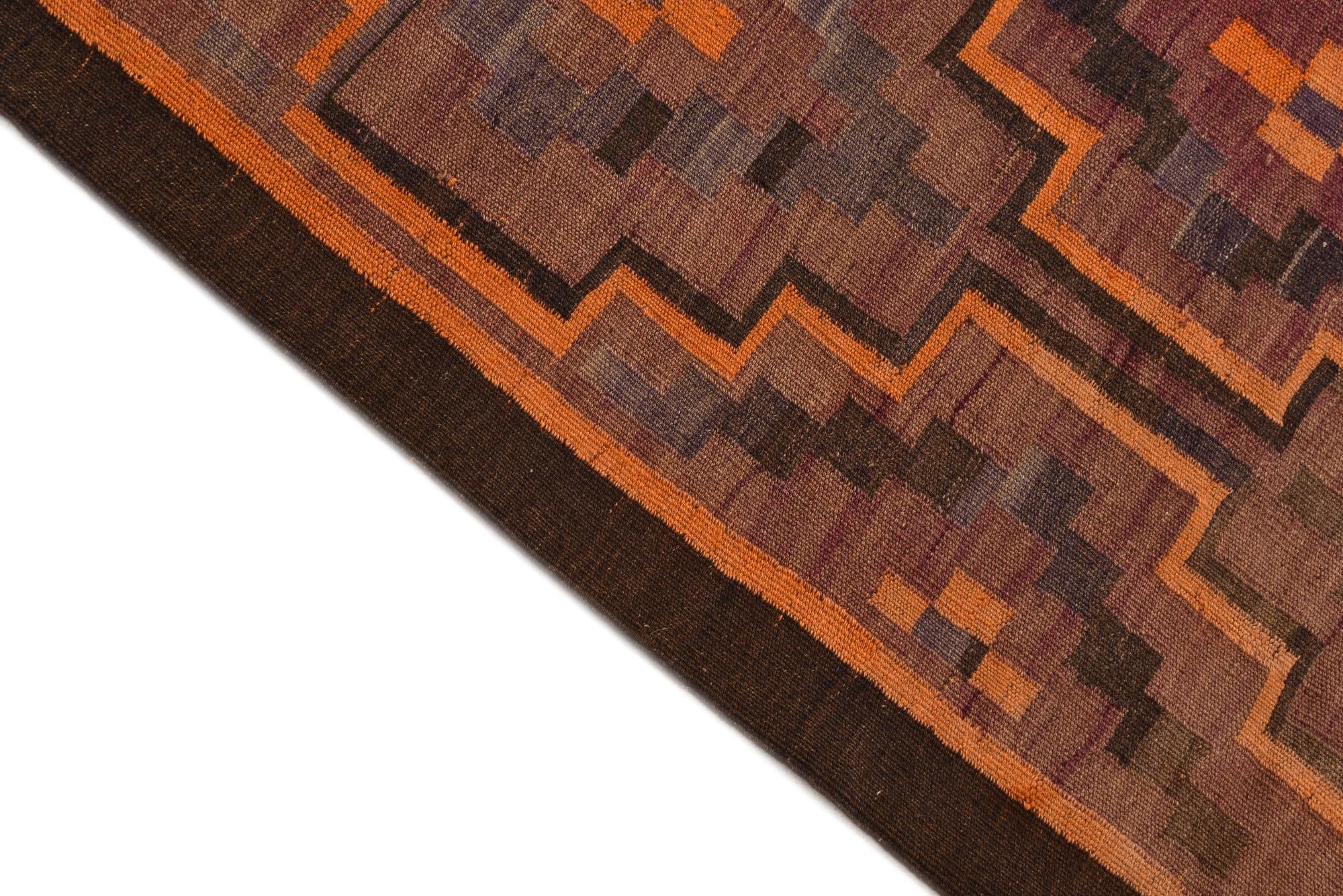 4' 8 x 11' Hand Woven Kilim Fars Wool Runner Rug