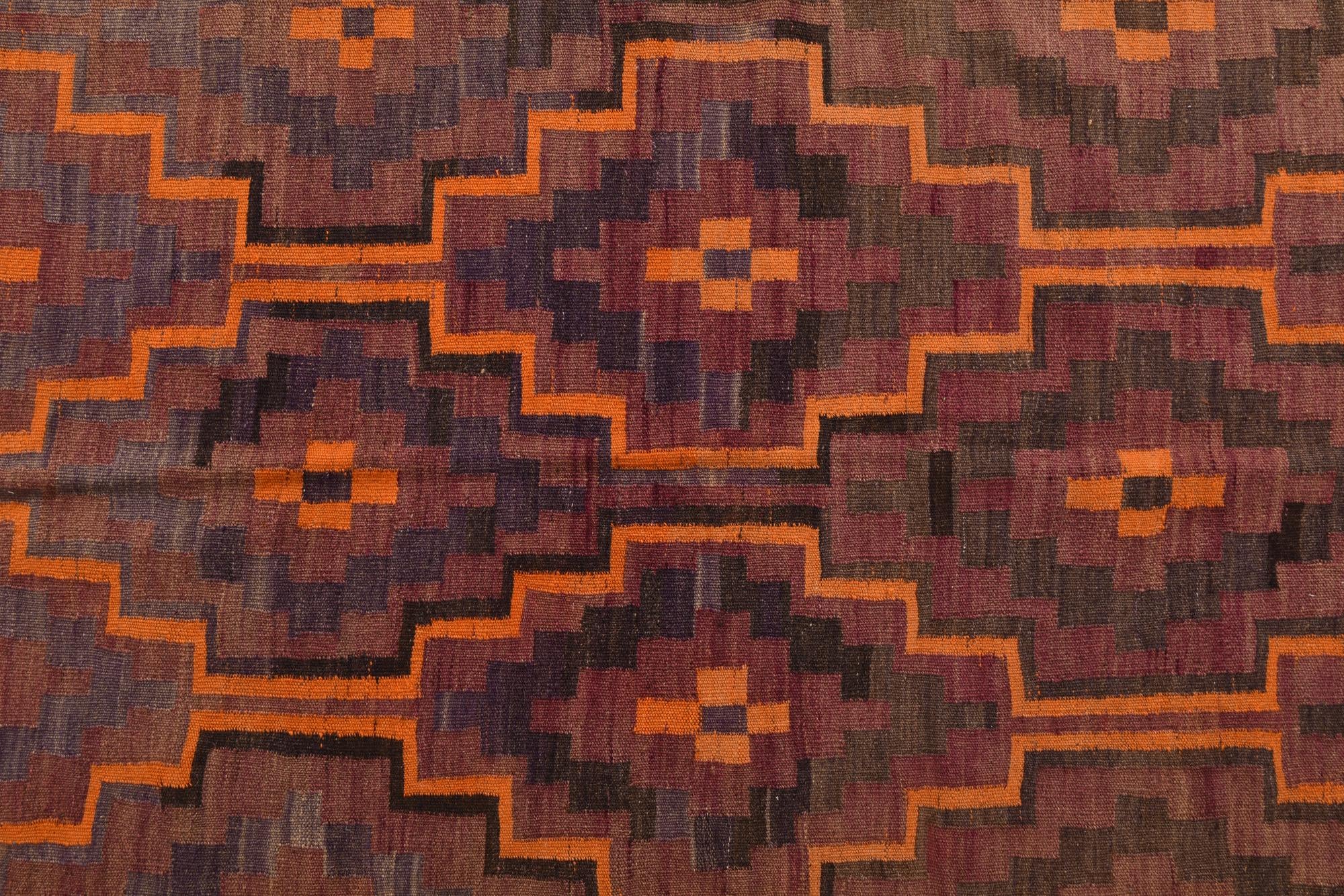4' 8 x 11' Hand Woven Kilim Fars Wool Runner Rug