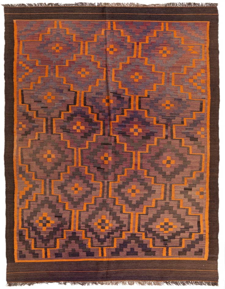 Detail image of 4' 8 x 11' Hand Woven Kilim Fars Wool Runner Rug