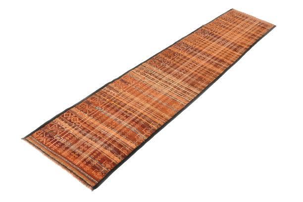 Detail image of 2' 2 x 10' 11 Hand Woven Kilim Fars Wool Runner Rug
