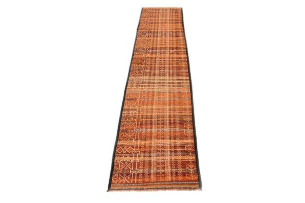 2' 2 x 10' 11 Hand Woven Kilim Fars Wool Runner Rug