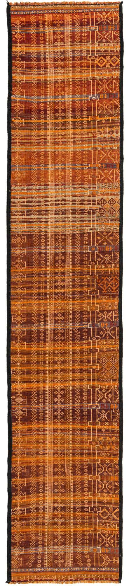 2' 2 x 10' 11 Hand Woven Kilim Fars Wool Runner Rug