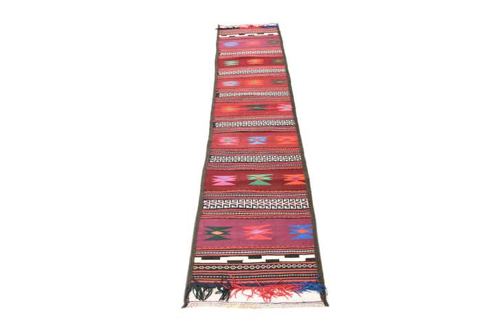 1' 10 x 10' 2 Hand Woven Kilim Fars Wool Runner Rug