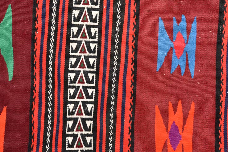 Detail image of 1' 10 x 10' 2 Hand Woven Kilim Fars Wool Runner Rug