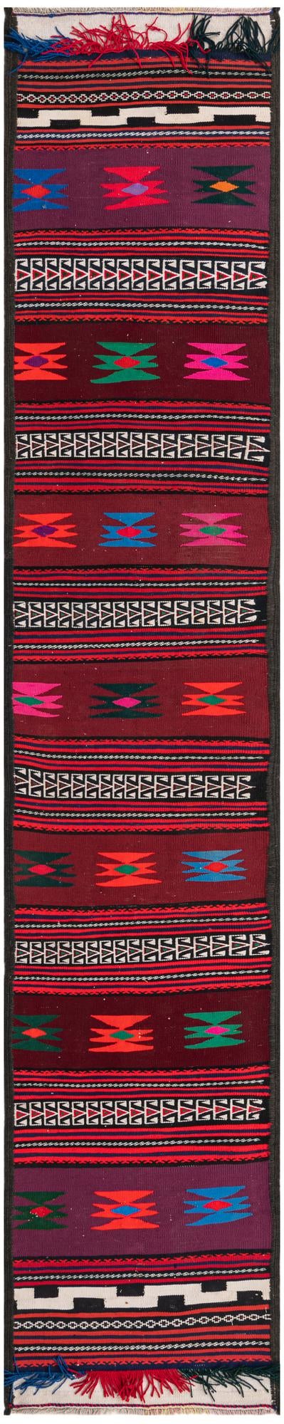 1' 10 x 10' 2 Hand Woven Kilim Fars Wool Runner Rug