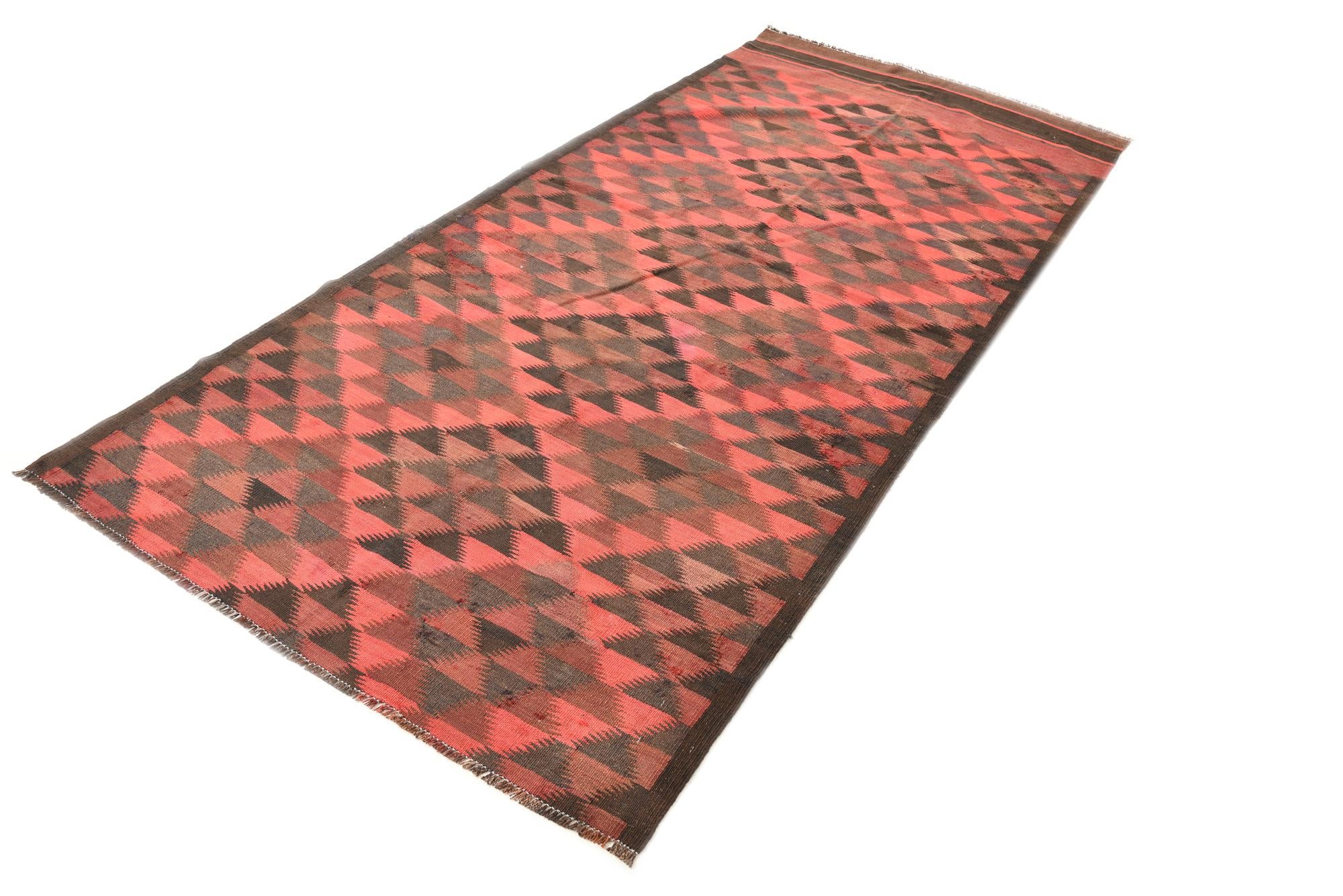 4' 7 x 10' Hand Woven Kilim Fars Wool Runner Rug