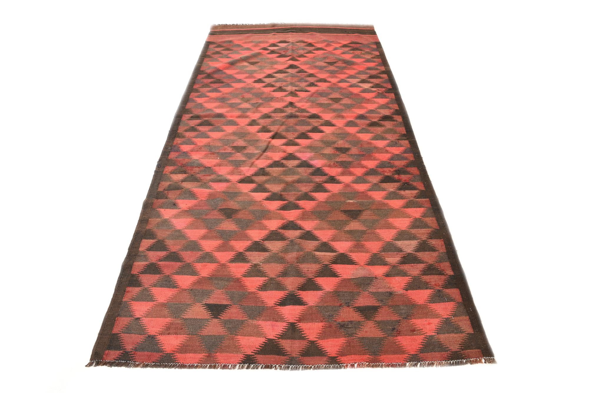 4' 7 x 10' Hand Woven Kilim Fars Wool Runner Rug