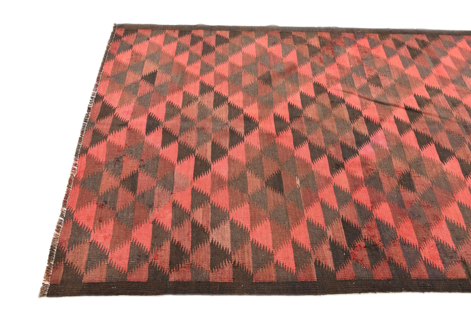 4' 7 x 10' Hand Woven Kilim Fars Wool Runner Rug