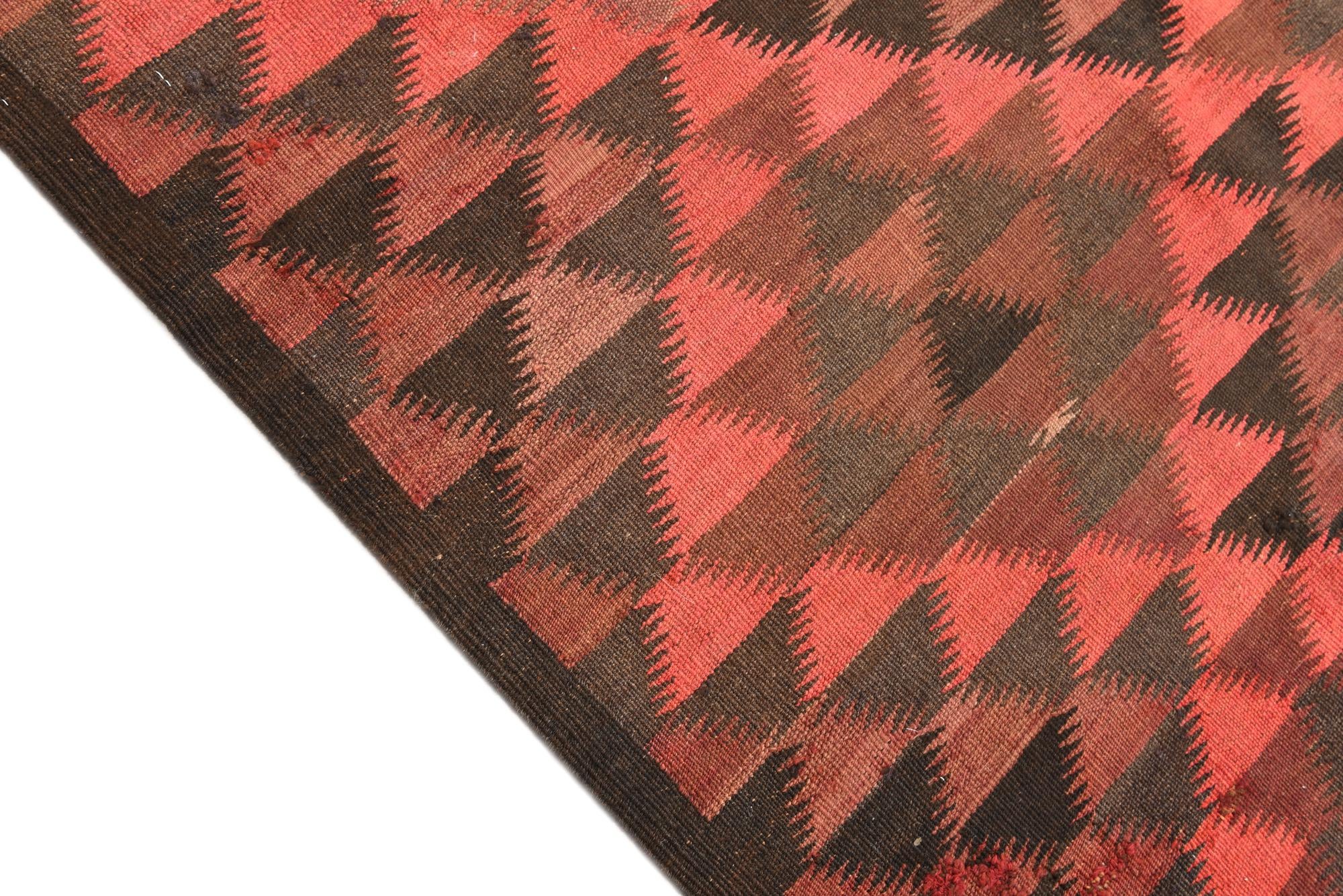 4' 7 x 10' Hand Woven Kilim Fars Wool Runner Rug