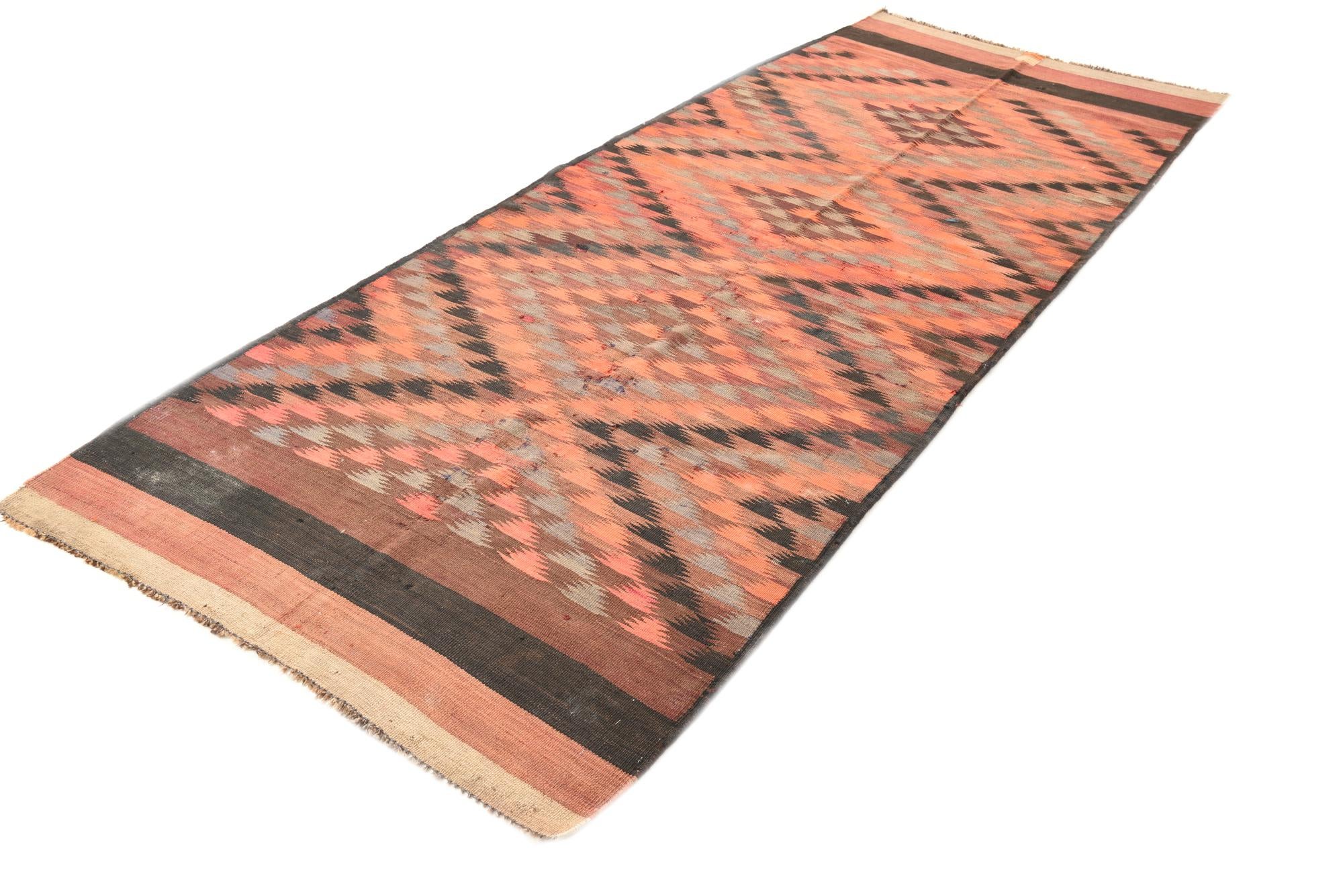 4' 6 x 11' 6 Hand Woven Kilim Fars Wool Runner Rug