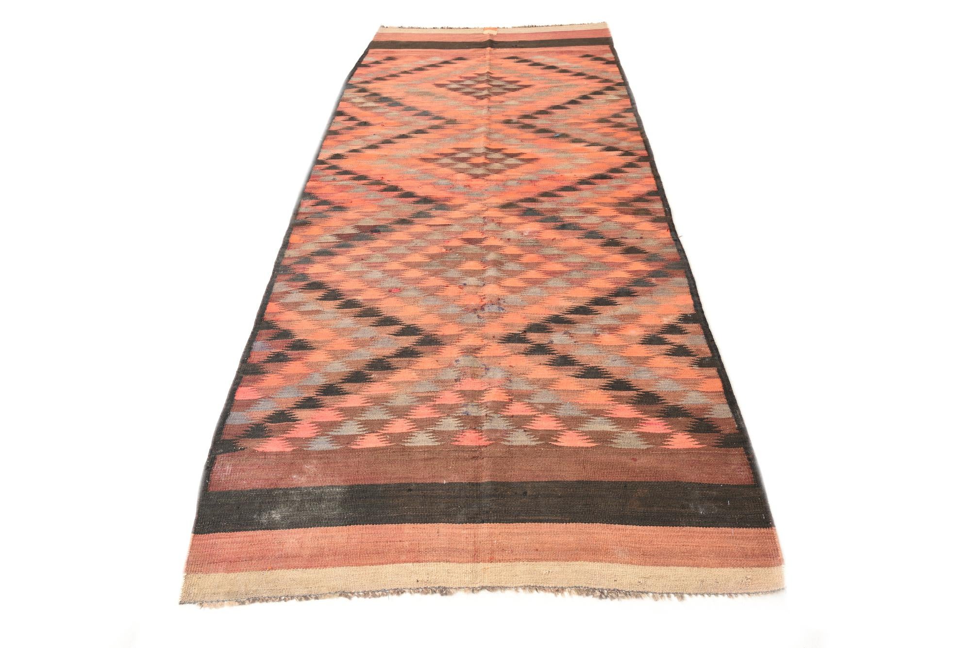 4' 6 x 11' 6 Hand Woven Kilim Fars Wool Runner Rug