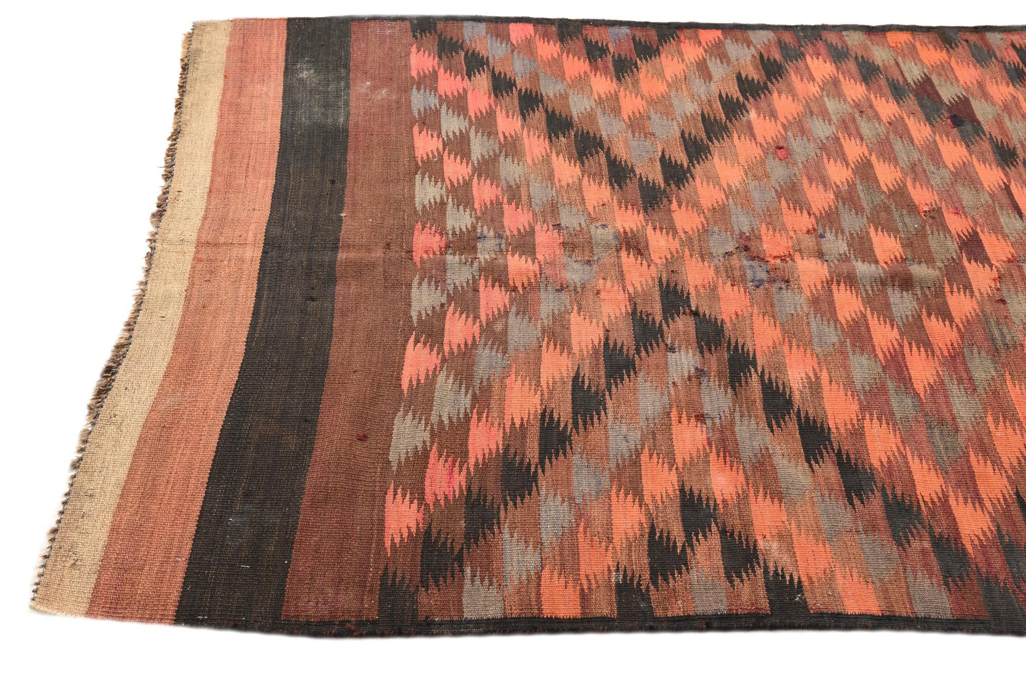 4' 6 x 11' 6 Hand Woven Kilim Fars Wool Runner Rug