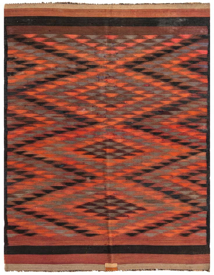 Detail image of 4' 6 x 11' 6 Hand Woven Kilim Fars Wool Runner Rug