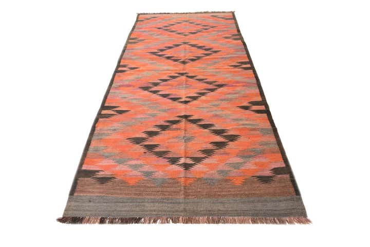 4' 6 x 10' 9 Hand Woven Kilim Fars Wool Runner Rug