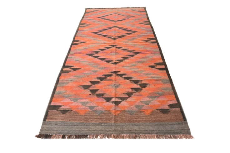Detail image of 4' 6 x 10' 9 Hand Woven Kilim Fars Wool Runner Rug