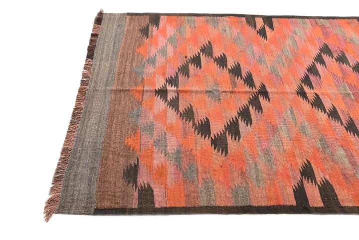 4' 6 x 10' 9 Hand Woven Kilim Fars Wool Runner Rug