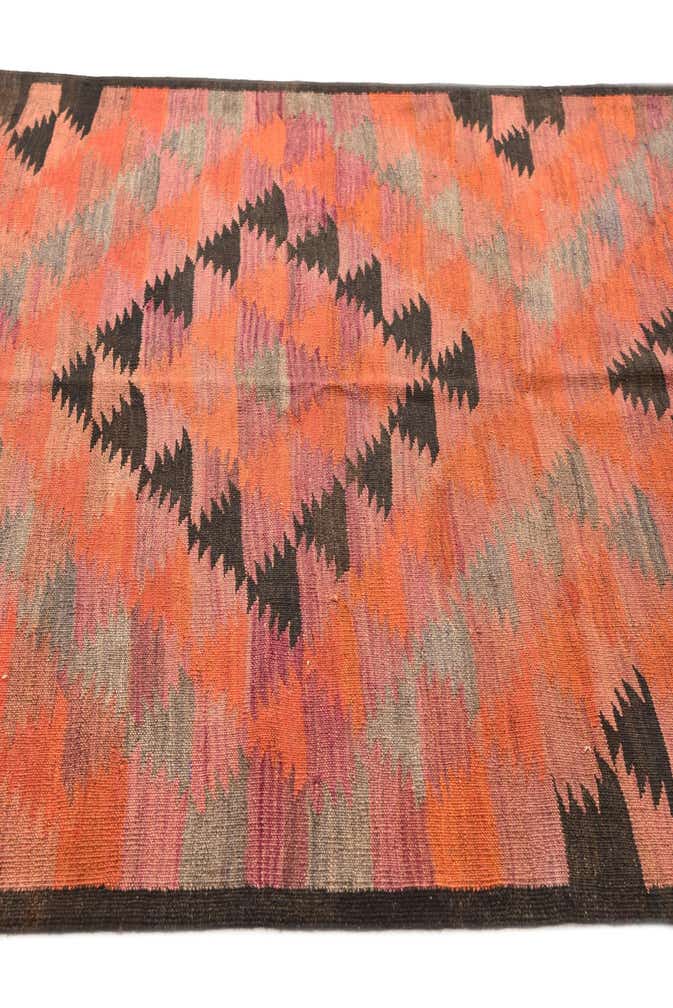 4' 6 x 10' 9 Hand Woven Kilim Fars Wool Runner Rug
