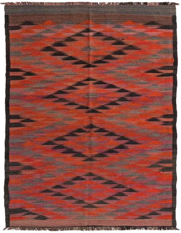 Detail image of 4' 6 x 10' 9 Hand Woven Kilim Fars Wool Runner Rug