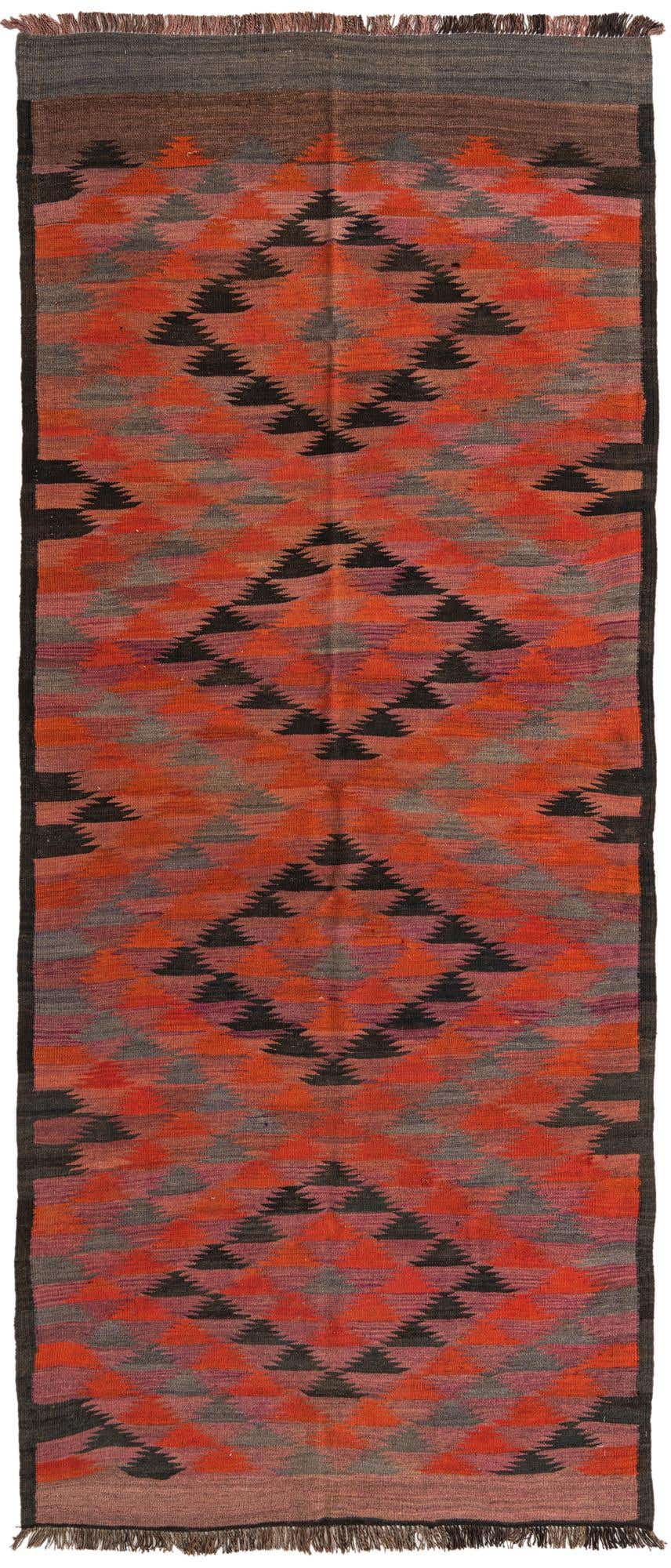 4' 6 x 10' 9 Hand Woven Kilim Fars Wool Runner Rug