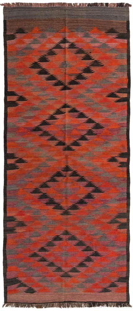 4' 6 x 10' 9 Hand Woven Kilim Fars Wool Runner Rug