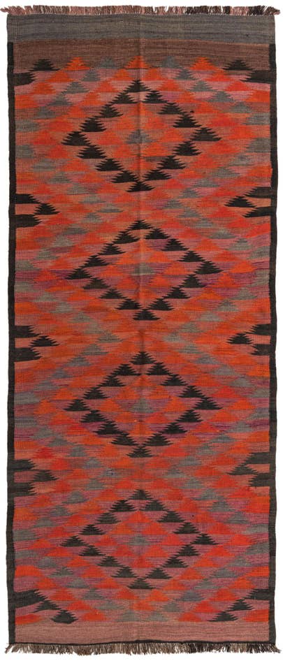 Detail image of 4' 6 x 10' 9 Hand Woven Kilim Fars Wool Runner Rug