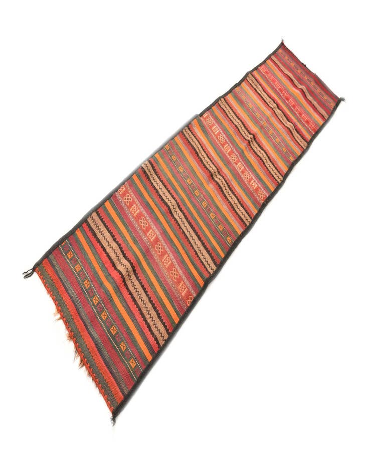 Detail image of 2' x 8' 5  Hand Woven Kilim Fars Wool Runner Rug